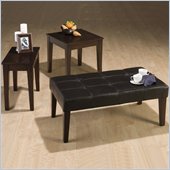 Jofran Espresso Vinyl Top Rectangular Ottoman Cocktail Table Set in Espresso