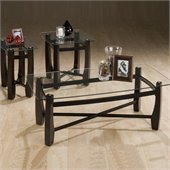 Jofran Tania Rectangular Glass Top Cocktail Table Set in Espresso Finish