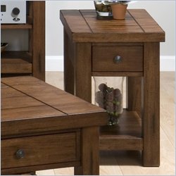 Jofran Braeburn Chairside Table in Rough Hewn Cherry Finish