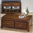 ADD TO YOUR SET: Jofran 4 Door Double Header Cocktail Table with Casters in Rustic Loft Finish