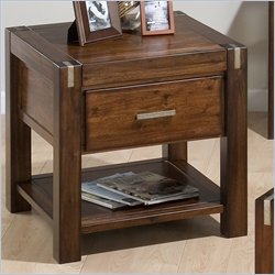 Jofran End Table with Drawer and Shelf in Rustic Loft Finish