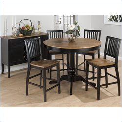 Jofran 244 Series 5 Piece Round Dining Set in Honey and Black