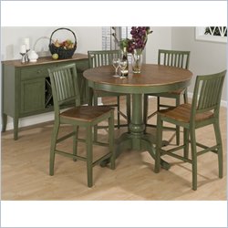 Jofran 344 Series 5 Piece Round Counter Height Dining Set in Green