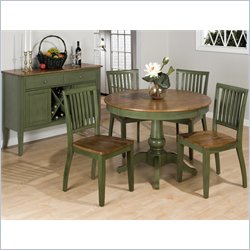 Jofran 344 Series 5 Piece Round Dining Set in Honey and Green