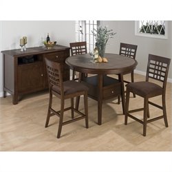 Jofran 976 Series 5 Piece Round Counter Height Dining Set in Brown
