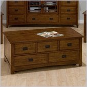 Jofran Mission Hill Rectangle Cocktail Table with Casters in Oak