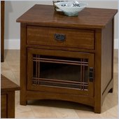 Jofran Mission Hill Square End Table with Drawer and Door in Oak