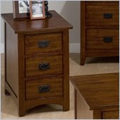 Jofran Mission Hill Chairside Table with 3 Drawers in Oak