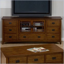 Jofran Mission Hill TV Stand with 7 Drawers and 2 Doors in Oak