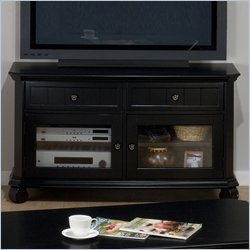 Jofran Billings TV Stand with Tempered Glass in Black