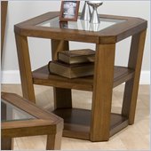 Jofran Ernie End Table with Glass Top in Elm