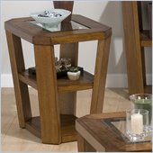 Jofran Ernie Chairside Table with Glass Top in Elm