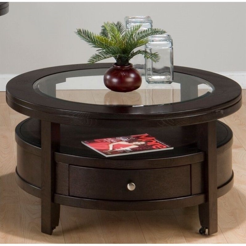Jofran Round Cocktail Table in Marlon Wenge Finish