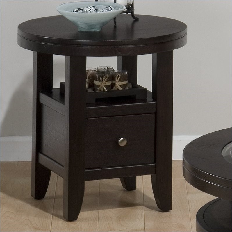 Jofran Round End Table in Marlon Wenge Finish