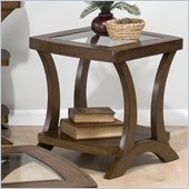 Jofran Kirstin End Table with Glass Top in Cherry