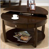 Jofran Riverside Round Lift-Top Cocktail Table in Brown Walnut