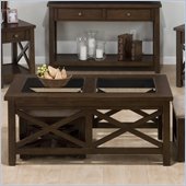 Jofran Xavier Coffee Table with 2 Nesting Ottomans in Birch