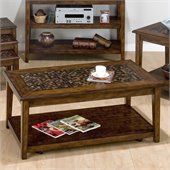 Jofran Baroque Cocktail Table with Mosaic Tile Inlay in Brown