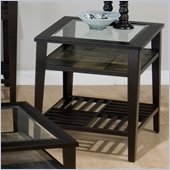 Jofran Sherman End Table with Tempered Glass in Stone