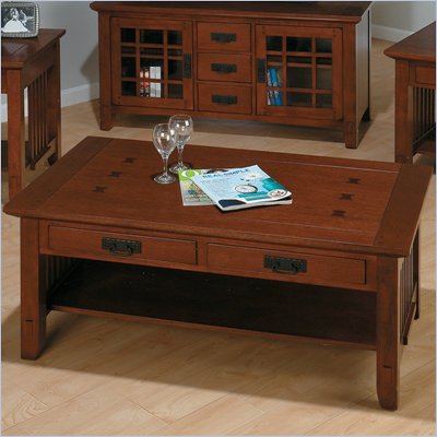 Jofran 036 Series Rectangular Wood Cocktail Table in Brown Mission Oak