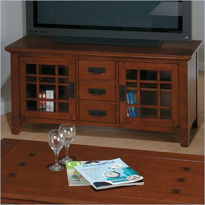Jofran 036 Series Media Unit / TV Stand in Brown Mission Oak