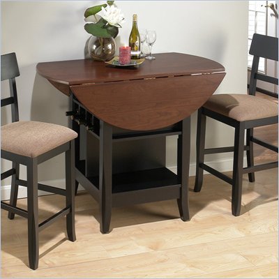 Jofran 3 Piece Counter Height Drop Leaf Dining Set in Black/Brunette Cherry