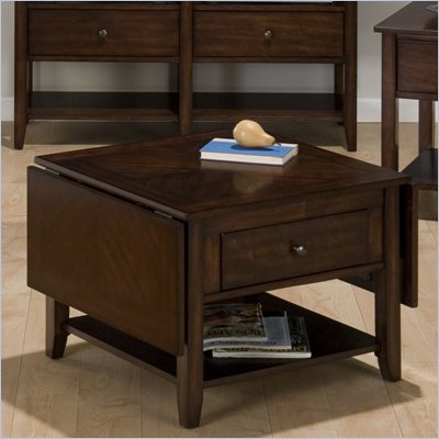 Jofran 354 Series Drop-Leaf Wood Coffee Table in Newport Cherry