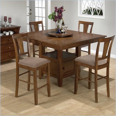 Jofran 5 Piece Counter Height Dining Set in Saddle Brown oak