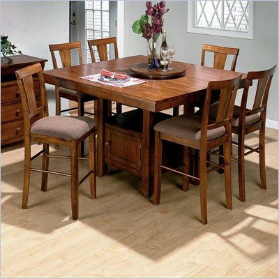 Jofran 7 Piece Counter Height Dining Set in Saddle Brown oak