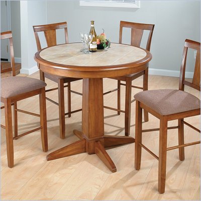 Jofran 5 Piece Counter Height Dining Set in Saddle Brown Oak