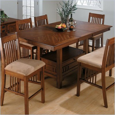 Jofran Counter Height Table with Butterfly Leaf in Saddle Brown Oak Finish