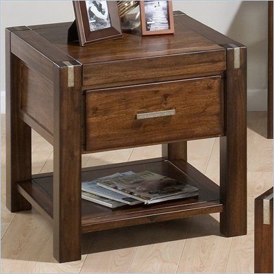 Jofran End Table with Drawer and Shelf in Rustic Loft Finish