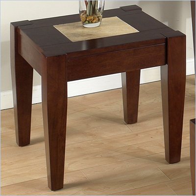 Jofran 781 Series Square Italian Tile Top End Table in Arno Amaretto Finish