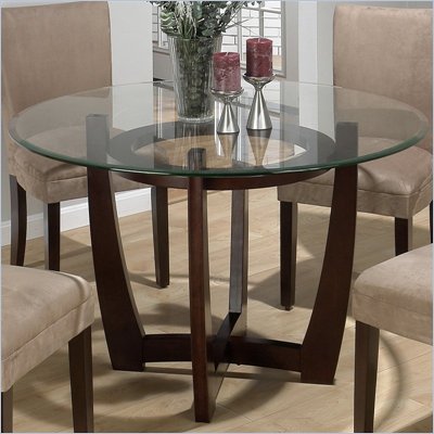 Jofran Round Glass Top Casual Dining Table in Carlsbad Cherry