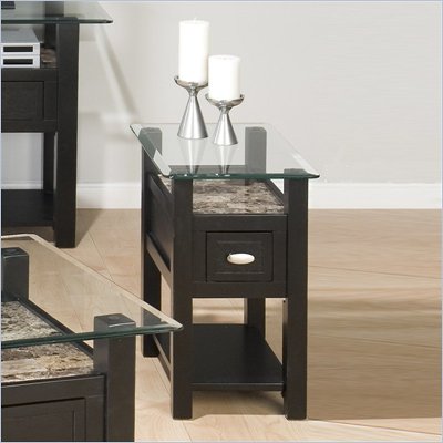 Jofran Marble Techmetric Chairside Table in Basic Black