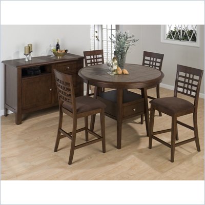 Jofran 976 Series 5 Piece Round Counter Height Dining Set in Brown