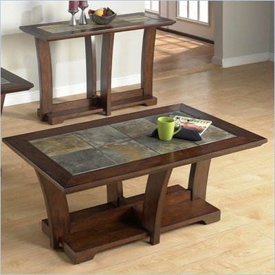 Jofran 986 Series Slate Tile Top Cocktail Table in Meloni Merlot