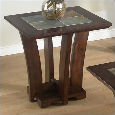 Jofran 986 Series Slate Tile Top End Table in Meloni Merlot