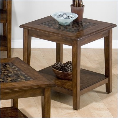 Jofran Baroque End Table with Mosaic Tile Inlay in Brown