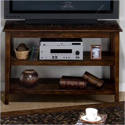 Jofran Baroque Sofa Table/TV Stand with Mosaic Tile Inlay in Brown