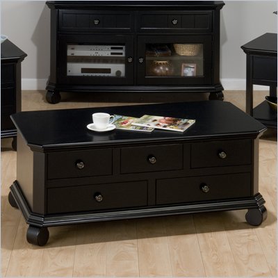 Jofran Billings Rectangle Cocktail Table with Casters in Black