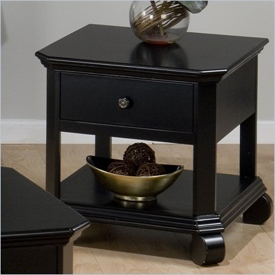 Jofran Billings Square End Table with Drawer and Door in Black