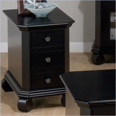 Jofran Billings Chairside Table with 3 Drawers in Black