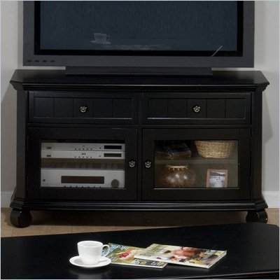 Jofran Billings TV Stand with Tempered Glass in Black