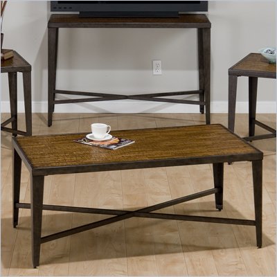 Jofran Glenna Rectangle Coffee Table in Elm and Black Metal 