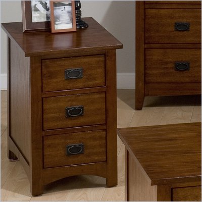 Jofran Mission Hill Chairside Table with 3 Drawers in Oak