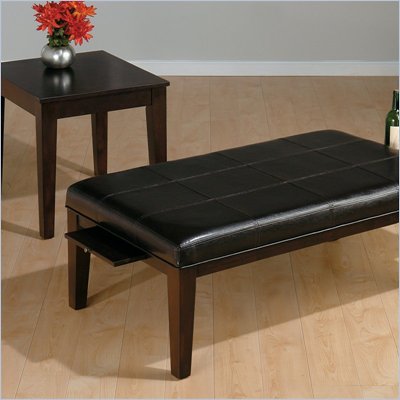 Jofran Vinyl Top Cocktail Ottoman and End Table Set in Espresso