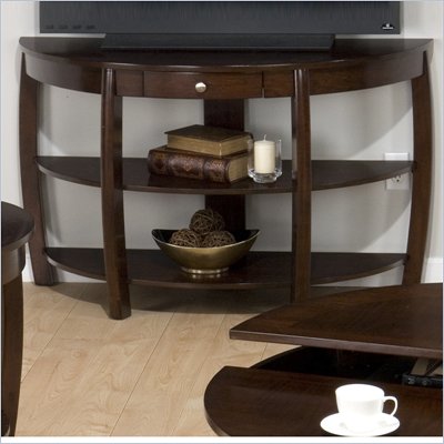 Jofran Riverside Demilune Sofa Table in Brown Walnut