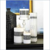 Zodax Modern Chic Unscented Formal Candles White With Black Greek Key Pattern