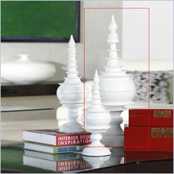 Zodax Modern Chic White Wood Large Pagodas